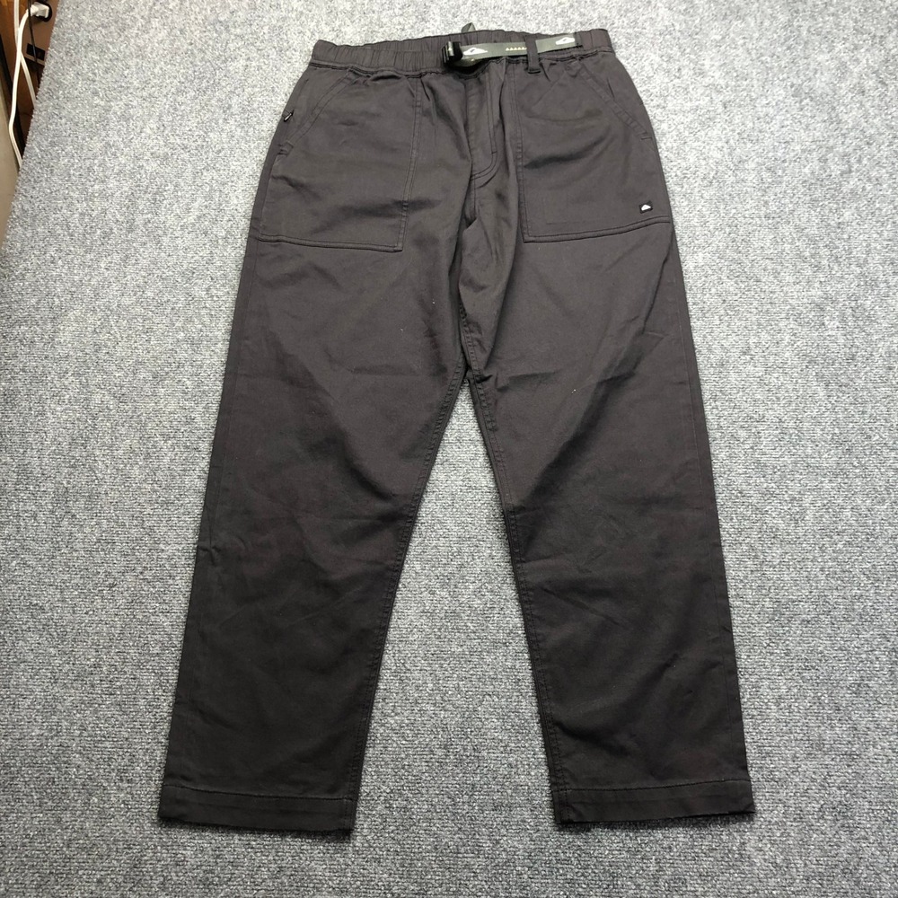 Quiksilver Mens Black Elastic Waist Belted Outdoor Cargo Pants Size Medium